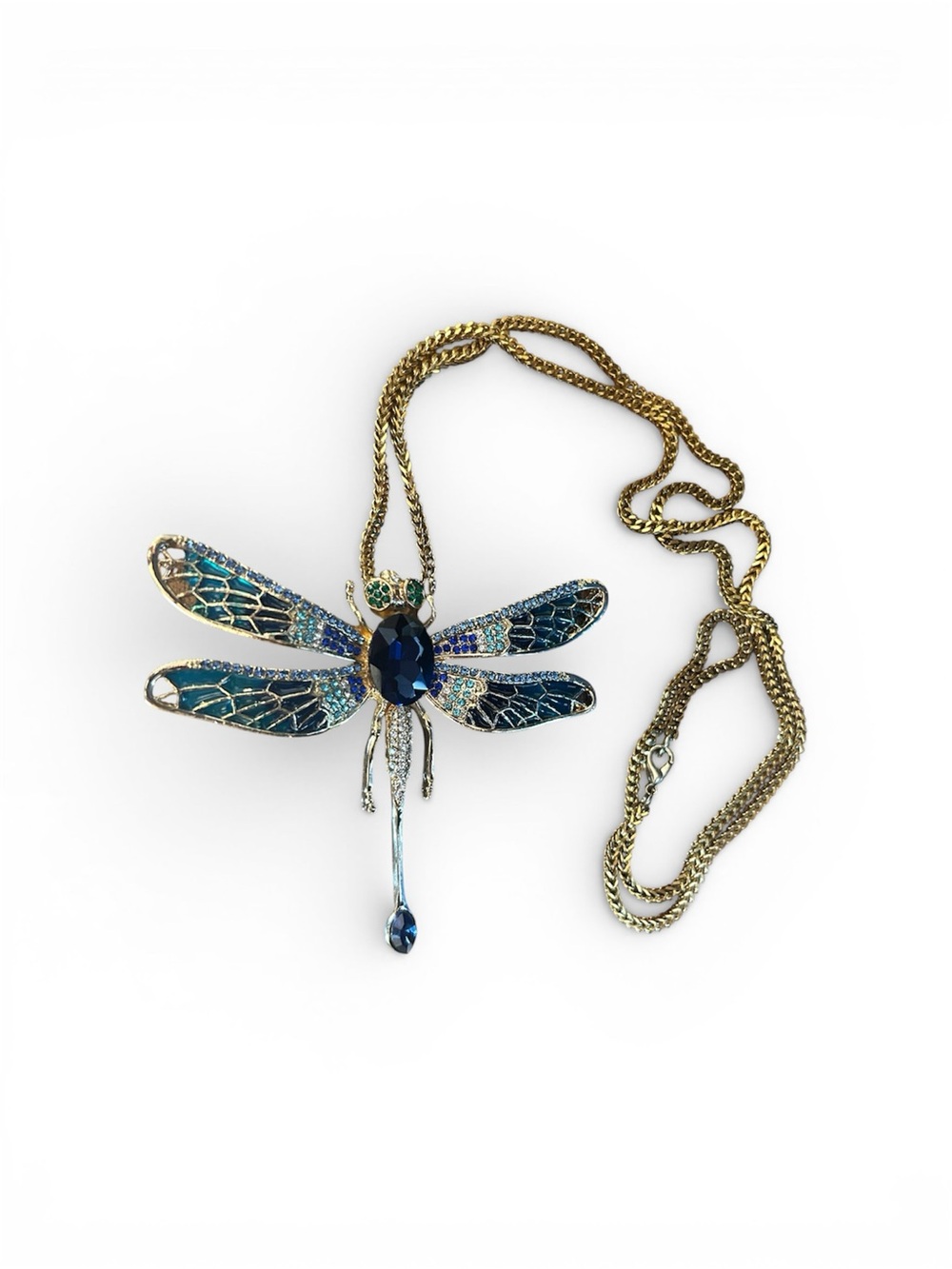 Blue Dragonfly Brooch and  Pendant Necklace